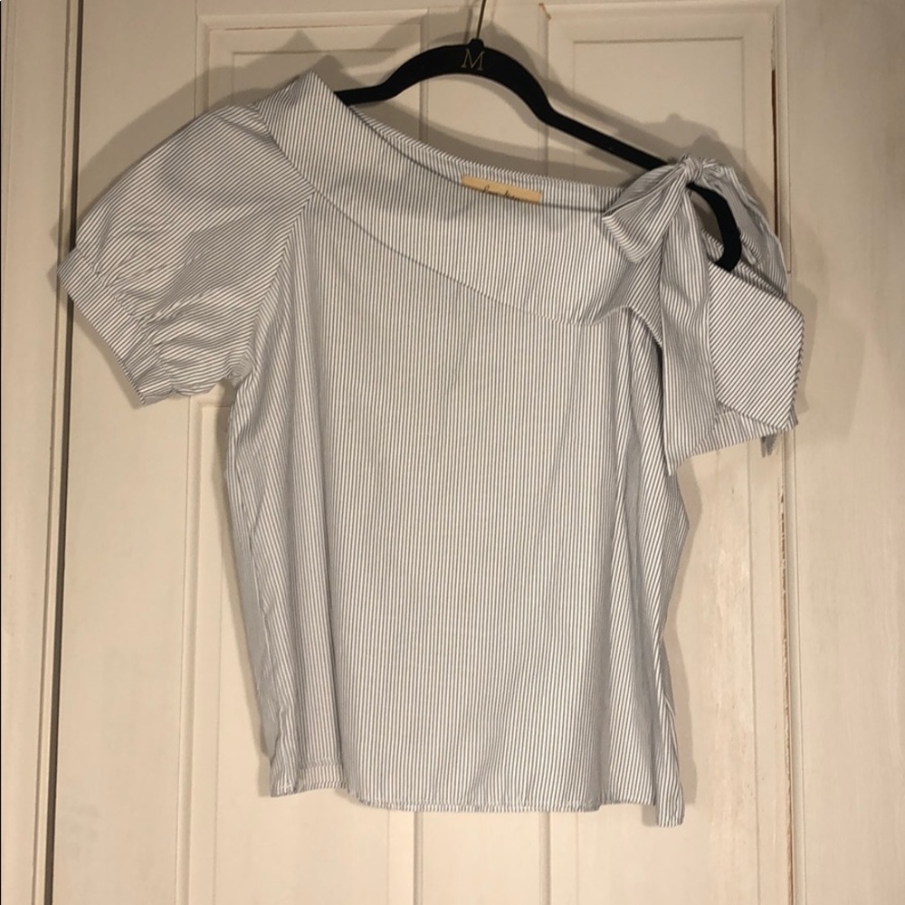 Boat Neck Half Cold Shoulder Blouse